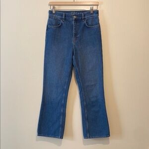 COS Cropped kick Flare mid rise ankle length Classic Blue Jeans. Size 25